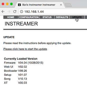 Updating Barix Instreamer Firmware