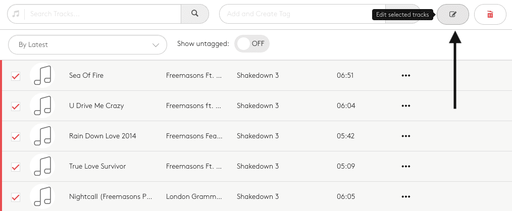 Bulk selecting tracks to edit