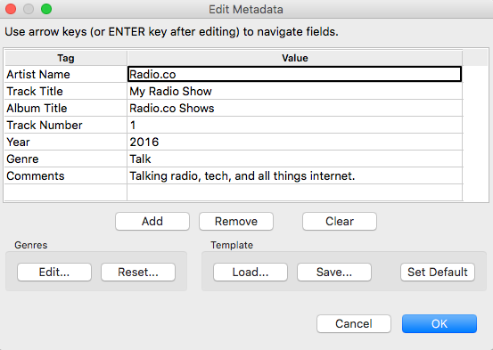 Metadata Audacity