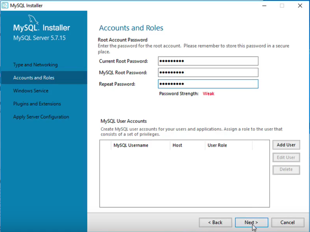 MySQL Setup Step 6