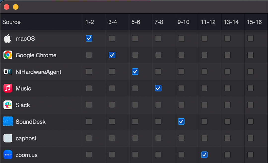 SoundDesk's Virtual Driver Matrix, which let's you assign apps to inputs.