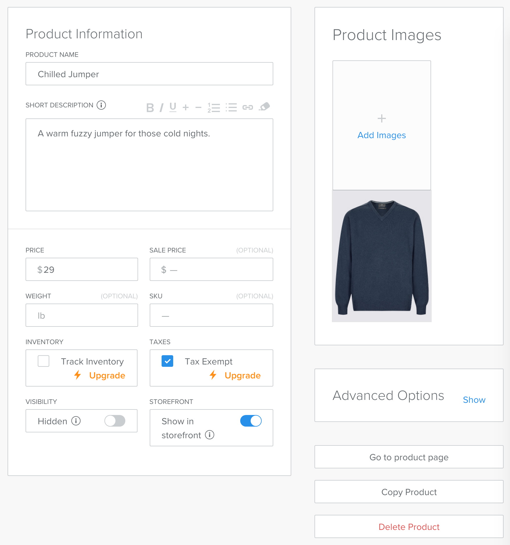 Updating Product Info Chilled.io